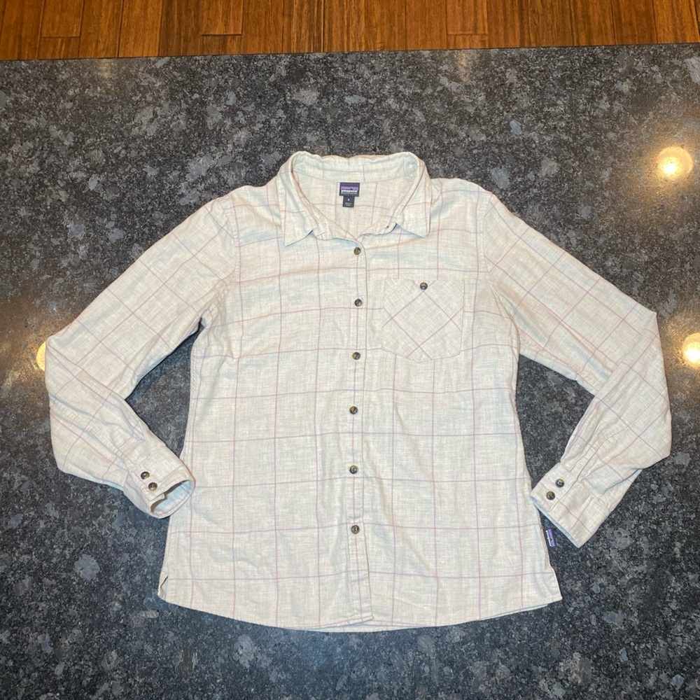 Patagonia Fjord Plaid Flannel Women's Organic Cotton Button Up Shirt Size 6